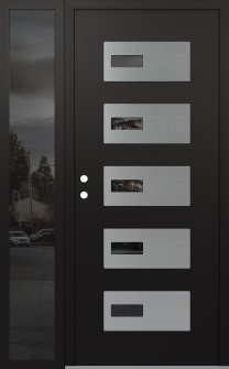 Diamond D7 48" x 80" black/black mirrored Glass Panel stainless steel RHI with Sidelite mirrored Glass