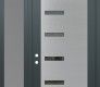 Modern Steel Front Door Diamond C8 52" x 96" anthracite/anthracite mirrored Glass Panel stainless steel RHI with Sidelite and Transom frosted Glass