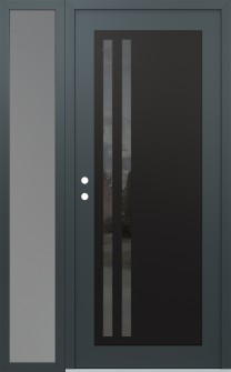 Diamond C6 52" x 80" anthracite/anthracite mirrored Glass Panel black RHI with Sidelite frosted Glass