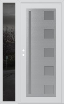 Diamond C3 52" x 80" white/white frosted Glass Panel stainless steel LHI with Sidelite mirrored Glass