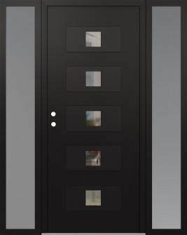 Diamond D8 64" x 80" black/black clear Glass Panel black RHI with 2 Sidelites frosted Glass