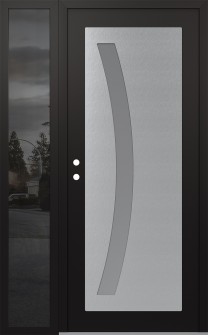 Diamond C4 48" x 80" black/white frosted Glass Panel stainless steel RHI with Sidelite mirrored Glass