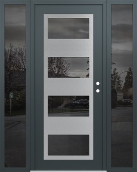 Diamond C2 60" x 80" anthracite/anthracite mirrored Glass Panel stainless steel LHI with 2 Sidelites mirrored Glass