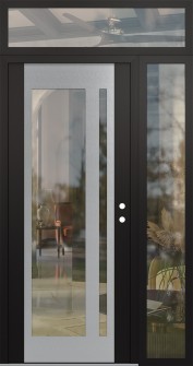 Diamond C15 50" x 96" black/black clear Glass Panel stainless steel LHI with Sidelite and Transom clear Glass