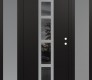 Modern Steel Front Door DIAMOND A10 64" X 80" BLACK/BLACK MIRRORED GLASS PANEL STAINLESS STEEL LHI WITH 2 SIDELITES FROSTED GLASS