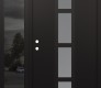 Modern Steel Front Door DIAMOND A10 52" X 80" BLACK/WHITE FROSTED GLASS PANEL BLACK RHI WITH SIDELITE MIRRORED GLASS