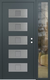 Diamond D8 48" x 80" anthracite/anthracite frosted Glass Panel stainless steel LHI with Sidelite clear Glass