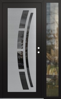 Diamond C12 48" x 80" black/black mirrored Glass Panel stainless steel LHI with Sidelite clear Glass