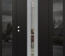 Modern Steel Front Door DIAMOND A3 60" X 80" BLACK/BLACK CLEAR GLASS PANEL STAINLESS STEEL RHI WITH 2 SIDELITES MIRRORED GLASS