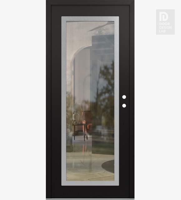 Modern Steel Front Door Diamond C1 36" x 80" black/black clear Glass Panel stainless steel LHI