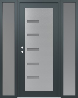 Diamond C8 64" x 80" anthracite/anthracite frosted Glass Panel stainless steel RHI with 2 Sidelites frosted Glass