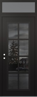 Diamond C16 36" x 96" black/black mirrored Glass Panel black RHI with Transom frosted Glass