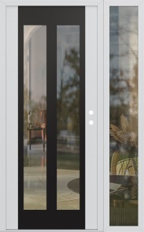 Diamond C14 48" x 80" white/white clear Glass Panel black LHI with Sidelite clear Glass