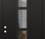 Modern Steel Front Door DIAMOND A10 36" X 96" BLACK/BLACK CLEAR GLASS PANEL BLACK RHI WITH TRANSOM FROSTED GLASS