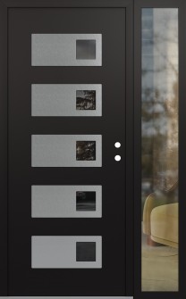 Diamond D2 48" x 80" black/black mirrored Glass Panel stainless steel LHI with Sidelite clear Glass