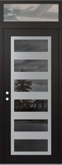 Diamond C9 36" x 96" black/black mirrored Glass Panel stainless steel RHI with Transom clear Glass
