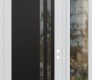 Modern Steel Front Door Diamond C6 52" x 96" white/white clear Glass Panel black LHI with Sidelite and Transom clear Glass