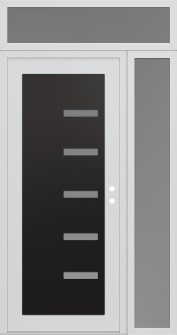 Diamond C8 50" x 96" white/white frosted Glass Panel black LHI with Sidelite and Transom frosted Glass