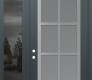Modern Steel Front Door Diamond C16 52" x 96" anthracite/anthracite frosted Glass Panel stainless steel RHI with Sidelite and Transom mirrored Glass