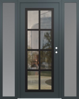 Diamond C16 68" x 80" anthracite/anthracite clear Glass Panel black LHI with 2 Sidelites frosted Glass