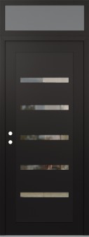 Diamond C7 36" x 96" black/black clear Glass Panel black RHI with Transom frosted Glass