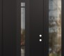 Modern Steel Front Door DIAMOND A3 48" X 96" BLACK/BLACK CLEAR GLASS PANEL BLACK LHI WITH SIDELITE AND TRANSOM CLEAR GLASS