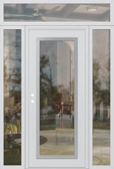 Diamond C1 60" x 96" white/white clear Glass Panel stainless steel RHI with 2 Sidelites and Transom clear Glass