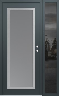 Diamond C1 52" x 80" anthracite/anthracite frosted Glass Panel stainless steel LHI with Sidelite mirrored Glass