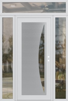 Diamond C13 68" x 96" white/white clear Glass Panel stainless steel LHI with 2 Sidelites and Transom clear Glass