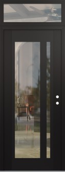 Diamond C15 36" x 96" black/black clear Glass Panel black LHI with Transom clear Glass