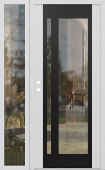 Diamond C15 50" x 80" white/white clear Glass Panel black RHI with Sidelite clear Glass