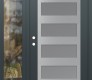 Modern Steel Front Door Diamond C9 52" x 80" anthracite/anthracite frosted Glass Panel stainless steel RHI with Sidelite clear Glass