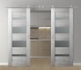 DOUBLE BARN DOOR AVON 07-01 VETRO RIBEIRA ASH 60" X 80" X 1 3/4" STAINLESS STEEL HARDWARE