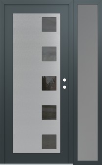 Diamond C5 48" x 80" anthracite/anthracite mirrored Glass Panel stainless steel LHI with Sidelite frosted Glass