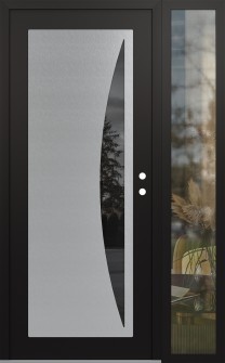 Diamond C13 52" x 80" black/black mirrored Glass Panel stainless steel LHI with Sidelite clear Glass