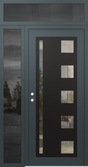 Diamond C3 50" x 96" anthracite/anthracite clear Glass Panel black RHI with Sidelite and Transom mirrored Glass