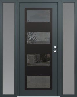 Diamond C2 64" x 80" anthracite/anthracite mirrored Glass Panel black LHI with 2 Sidelites frosted Glass