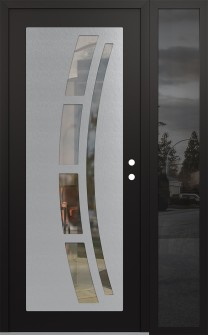 Diamond C12 48" x 80" black/black clear Glass Panel stainless steel LHI with Sidelite mirrored Glass