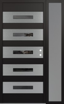 Diamond D9 50" x 80" black/black mirrored Glass Panel stainless steel LHI with Sidelite frosted Glass