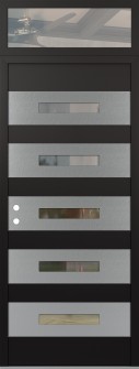 Diamond D9 36" x 96" black/black clear Glass Panel stainless steel RHI with Transom clear Glass
