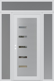 Diamond C8 64" x 96" white/white clear Glass Panel stainless steel RHI with 2 Sidelites and Transom frosted Glass