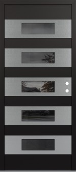 Diamond D5 36" x 80" black/black mirrored Glass Panel stainless steel LHI