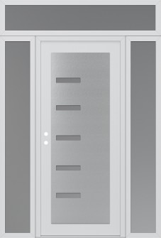 Diamond C8 64" x 96" white/white frosted Glass Panel stainless steel RHI with 2 Sidelites and Transom frosted Glass