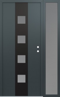 DIAMOND A12 52" X 80" ANTHRACITE/ANTHRACITE FROSTED GLASS PANEL BLACK LHI WITH SIDELITE FROSTED GLASS