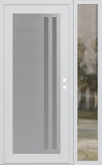 Diamond C6 52" x 80" white/white frosted Glass Panel stainless steel LHI with Sidelite clear Glass