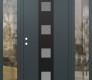 Modern Steel Front Door DIAMOND A12 68" X 80" ANTHRACITE/ANTHRACITE FROSTED GLASS PANEL BLACK RHI WITH 2 SIDELITES CLEAR GLASS