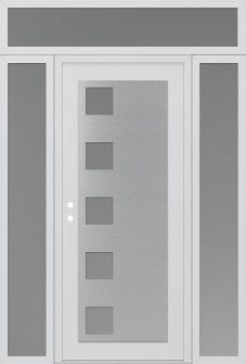 Diamond C5 60" x 96" white/white frosted Glass Panel stainless steel RHI with 2 Sidelites and Transom frosted Glass