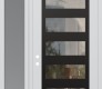 Modern Steel Front Door Diamond C9 48" x 96" white/white clear Glass Panel black RHI with Sidelite and Transom frosted Glass