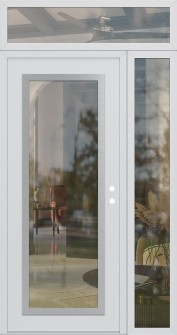 Diamond C1 48" x 96" white/white clear Glass Panel stainless steel LHI with Sidelite and Transom clear Glass