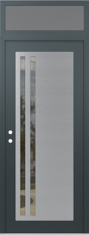 Diamond C6 36" x 96" anthracite/anthracite clear Glass Panel stainless steel RHI with Transom frosted Glass